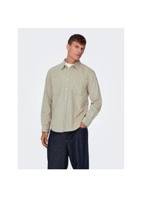 Only & Sons ONLY & SONS, Herren, Langarmhemd &raquo;OS ONSALP RLX 2PKT WASHD COR&laquo;, silver lining, N-Gr, L -N-Gr, silver lining, Cordhemd