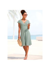 Lascana , Midikleid, aus bügelfreier Ware, elegantes Sommerkleid aus Jersey, Strandkleid , sage green , N-Gr , 38 -N-Gr , 38 , Mit Rundhalsausschnitt