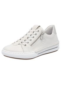 Rieker , Slip-On Sneaker, Slipper, Schlupfschuh, Halbschuh, Freizeitschuh in schmaler Form , offwhite-silberfarben , 39 , 39 , Sneaker mit...