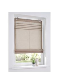 Kutti , Raffrollo »Kessy Biese«, mit Hakenaufhängung, ohne Bohren, halbtransparent, Baumwolle, Polyester, Hakenaufhängung , naturfarben , 140 cm