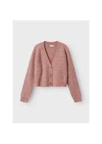 name it, Damen, Strickjacke &raquo;NKFHOLLY BOXY SHORT KNIT CARD NOOS&laquo; in modischer Boxy-Form, mit tiefem V-Ausschnitt, Deauville Mauve, 146 (152), 