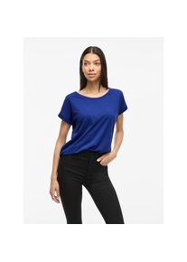 Vila , Rundhalsshirt »VIDREAMERS NEW PURE T-SHIRT/SU-NOOS«, Basic Damen-T-Shirt mit Rundhalsausschnitt und umgeschlagenen Ärmeln , Mazarine Blue ,...