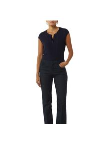 comma, Damen, Blusenshirt mit geschlitztem Rundhals, Satin-Optik, blue, 40, blue, Feminines Blusenshirt von SOMMA