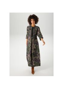 Aniston CASUAL, Damen, Maxikleid mit fantasievollem Blumendruck- jedes Teil ein Unikat- NEUE KOLLEKTION, dunkelgr&uuml;n-lila-vanille-gelb-hellgr&uuml;n-gr&uuml;n-