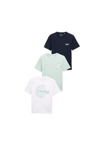 Tom Tailor Denim , T-Shirt, (Packung, 3 tlg., 3-er), mit großem Druck , sky captain blue , XL , XL , 3-er Pack T-Shirt von TOM TAILOR