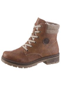 Rieker, Damen, Winterboots , Winterstiefelette, Blockabsatz, in trendiger Used-Optik, cognac, 39, cognac, Mit aufw&auml;ndiger Ziersteppung