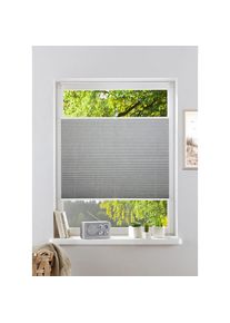 my home , Plissee »WILLA« Lichtschutz ohne Bohren verspannt NEUHEIT in Leinenoptik , grau , Obermaterial: 100% Polyester , 210 cm