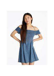 Tommy Jeans , Midikleid »TJW CHAMBRAY FIT & FLARE DRESS«, mit Bindeband, in blauer Waschung , Denim Medium , N-Gr , XL (42) -N-Gr , XL (42) , Kleid...