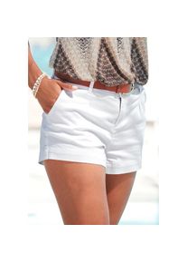 Lascana, Damen, Shorts aus Baumwollstretch mit Taschen, kurze Hose, Freizeitlook, wei&szlig;, N-Gr, 36 -N-Gr, wei&szlig;, Shorts mit modischen Bundfalten vorn