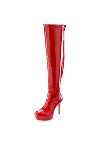 LASCANA Belle Affaire , Overkneestiefel »High-Heel-Stiefelette mit Plateau, «, in erotischer Lack-Optik , rot , 39 , 39 , In modischer Lack-Optik...