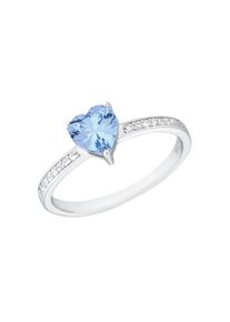 Amor, Damen, Fingerring &raquo;Aquamarine&laquo; mit Zirkonia (synth.), silberfarben-aquamarine, silberfarben-aquamarine, Romantik Pur: Damen Ring mit Herz von 