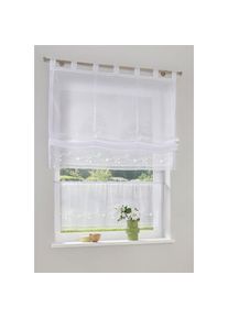 my home , Raffrollo »Idaho« mit Schlaufen Transparent, Voile, Polyester , weiß , Obermaterial: 100% Polyester , 140 cm