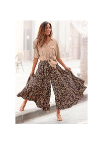 Lascana , Hosenrock, aus glatter Ware, Culotte, extraweites Bein , braun-bedruckt , 34 , 34 , Extraweites Bein im Stil eines Rockes