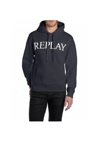 Replay, Herren, Kapuzensweatshirt, mit gro&szlig;em Markenprint vorn, night blue, S, night blue, Sweatshirt von Replay