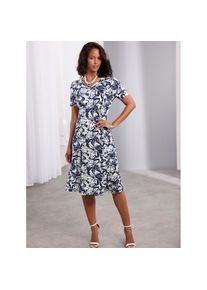Lady , Jerseykleid »Jersey-Kleid« , marine-ecru-bedruckt , Normalgrößen , 50 -Normalgrößen , 50 , Viskose-Qualität