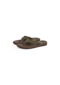 Tommy Hilfiger , Zehentrenner »MOLDED HILFIGER WEB BEACH SANDAL«, Sommerschuh, Flats, Strandschuh mit seitlichem Logoschriftzug , khaki , 46 , 46 ,...