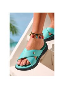 Venice Beach, Damen, Badepantolette Pantolette, Mule, Sandale, offener Schuh, Badeschuh VEGAN, t&uuml;rkis, 41, t&uuml;rkis, Pantolette mit wasserabweisender 