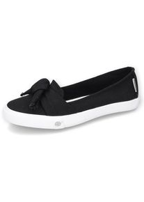 Dockers by Gerli , Sneaker Ballerinas, Freizeitschuh mit auffälliger Schleife , schwarz , 39 , 39 , Sportlicher Ballerina aus Canvas