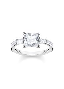 Thomas Sabo, Damen, Fingerring &raquo;wei&szlig;e Steine, TR2380-051-14-52, 54, 56, 58, 60&laquo; mit Zirkonia (synth.), silberfarben-kristallwei&szlig;, silberfarben-