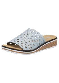 Rieker , Pantolette, Sommerschuh, Schlappen, Hausschuh, Keilabsatz mit Perfortion , hellblau , 37 , 37 , Pantolette mit kleinen Strass-Steinchen...