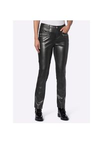 Heine, Damen, Lederimitathose, schwarz, Normalgr&ouml;&szlig;en, 36 -Normalgr&ouml;&szlig;en, schwarz, trendiger Materialmix