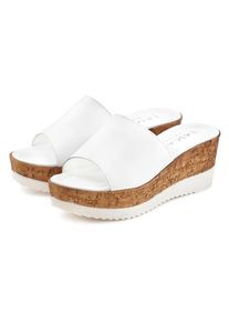 Lascana, Damen, Pantolette &raquo;Sommerschuh, &laquo; Mule, Sandale, offener Schuh aus Leder mit Keilabsatz, wei&szlig;, 41, wei&szlig;, Aus hochwertigem Leder gefertigt