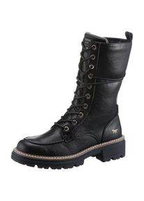 Mustang Shoes , Schnürstiefelette, Reißverschluss-Boots, Schnürboots, Kurz-Stiefel mit Blockabsatz , schwarz , 37 , 37 , Mit schaftumspielender...