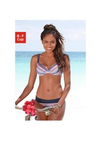 s.Oliver , Bügel-Bikini-Top »Barcelona« mit modernem Ethno-Print , blau-rosé-gestreift , Cup D , 40 -Cup D , 40 , Mit modernen Ethno-Print