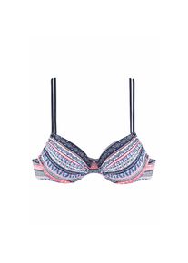 s.Oliver, Damen, B&uuml;gel-Bikini-Top &raquo;Barcelona&laquo; mit modernem Ethno-Print, blau-ros&eacute;-gestreift, Cup B, 38 -Cup B, blau-ros&eacute;-gestreift, Mit modernen Ethno