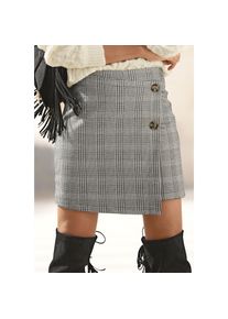 Buffalo , Hosenrock, in Wickeloptik mit Karomuster, eleganter Skort mit Zierknöpfen , braun kariert , 38 , 38 , Karierter Rock im Skort-Stil