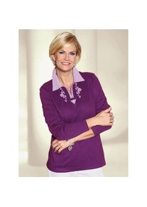 CLASSIC , Trachtenshirt »Poloshirt«, (1 tlg.) , violett , 38 , 38 , Poloshirt mit kariertem Kragen