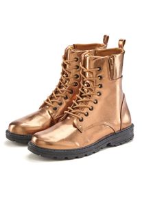 Lascana , Stiefelette im angesagten Metallic-Look, Stiefel, Boots VEGAN , bronzefarben , 43 , 43 , Im angesagten Metallic-Look