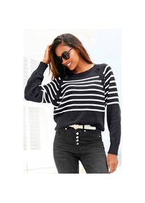Vivance, Streifenpullover mit Zierkn&ouml;pfen, Streifenoptik, Strickpullover, modisch, schwarz-wei&szlig;, 36/38, Streifenpullover