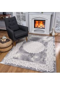 Sanat , Teppich »Harmony 3205«, rechteckig, 12 mm Höhe, Wohnzimmer, Orient Optik, Kurzflor, Schlafzimmer, auch als Läufer , hellgrau , B: 120 cm...
