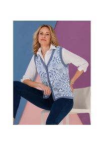 Classic Basics , Damen , Strickweste , ecru-taubenblau-gemustert , 48 , 48 , hochwertiger Jacquard-Strick