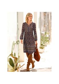 Inspirationen , Tunikakleid »Druck-Kleid« , schwarz-rotbraun-bedruckt , Kurzgrößen , 20 -Kurzgrößen , 20 , gewebte Qualität