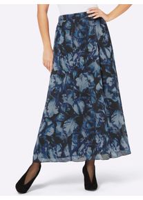 Dames Geweven rok in banenmodel, gebloemd in zwart/koningsblauw bedrukt ,maat 18, WITT, 100% Polyester