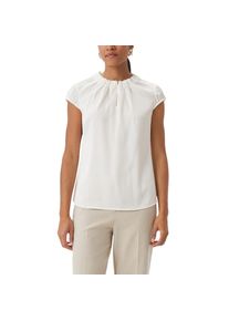 comma, Damen, Satinbluse mit Raffung am Hals, white, 44, white, Feminine Bluse von Comma