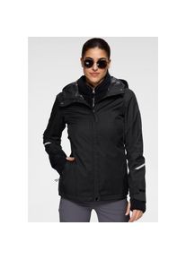 Polarino, Damen, Regenjacke mit Kapuze f&uuml;r &Uuml;bergang und Regenwetter, mit regulierbarem Elastikband, schwarz, 44, schwarz, Funktionelle Regenjacke: 