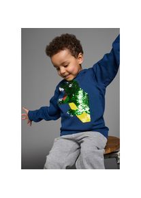 Kidsworld, Herren, Kapuzensweatshirt &raquo;mit tollem Dino aus Wendepailletten&laquo;, Langarm, Basic-Passform, bedruckt, aus Baumwolle, blau, 140/146, blau, 