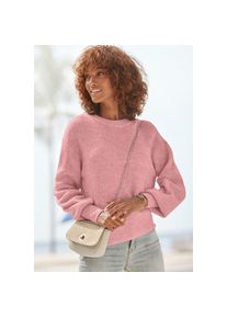 Lascana, Strickpullover in Melange-Optik, lockerer Damenpullover, Basic, ros&eacute; meliert, 32/34, Strickpullover