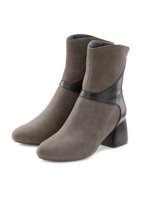 Lascana , Stiefelette in Velourleder-Optik, Stiefel, Boots , grau / schwarz , 38 , 38 , Elegante Stiefelette in Velourleder-Optik