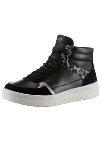 Remonte , Plateausneaker, Freizeitschuh, Halbschuh, Schnürschuh mit Innen-Reißverschluss , schwarz-goldfarben , 40 , 40 , High-Top Sneaker mit...