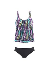 Lascana, Damen, Oversize-Tankini in sch&ouml;nem Federprint, schwarz-bedruckt, N-Gr, 50 -N-Gr, schwarz-bedruckt, Mit trendigem Feder-Print