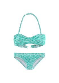 Venice Beach , Bandeau-Bikini regulierbares Top, seitliche Stäbchen , mint-weiß , N-Gr , 134/140 -N-Gr , 134/140 , In schöner Melange-Optik