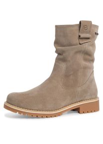 Tamaris , Winterstiefelette, Blockabsatz, Winterboots, Stiefelette mit Duo Tex-Ausstattung , taupe , 38 , 38 , Winterboots mit Raffungen am slouchy...