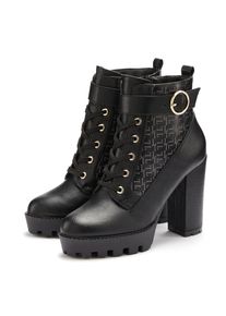 Lascana , Stiefelette, mit Blockabsatz & raffinierter Musterung, High-Heel-Stiefelette VEGAN , schwarz , 42 , 42 , Mit raffinierter seitlicher...