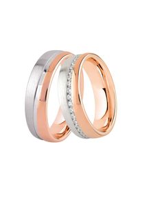 DOOSTI, Damen, Trauring &raquo;Schmuck Geschenk Silber 925 Trauring Ehering Partnerring LIEBE&laquo; wahlweise mit oder ohne Zirkonia, ros&eacute;goldfarben-silberfarben