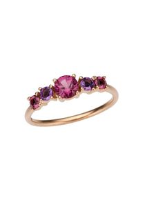 Firetti, Damen, Goldring &raquo;Schmuck Geschenk Gold 333 Damenring Goldring Edelstein Farbstein&laquo; mit Amethyst, Rhodolith, rotgoldfarben-pink-lila, 