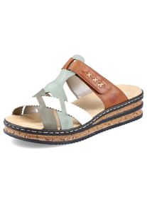 Rieker , Pantolette, Keilabsatz, Sommerschuh, Schlappen mit praktischem Klettriemchen , multi , 37 , 37 , In modischem Look